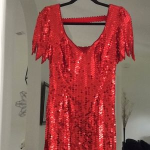 Red sequin dress